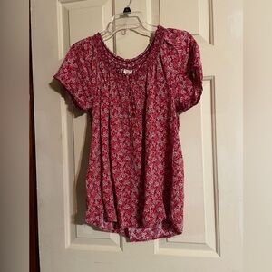 Faded Glory Red Floral Blouse